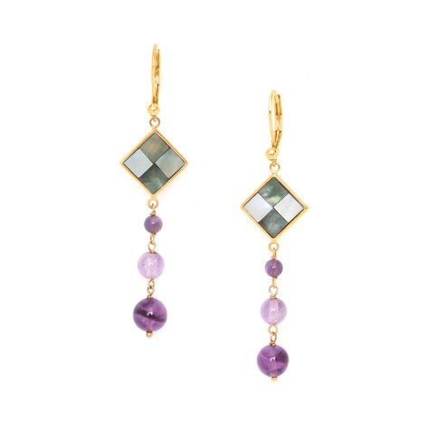 Серьги из аметиста и перламутра 12--75310